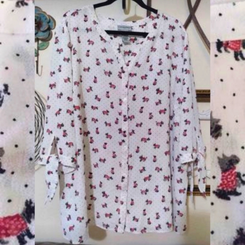 2X 🐩 Catherines Adorable Scottish Terrier Print Soft Stretchy Womens Plus Size